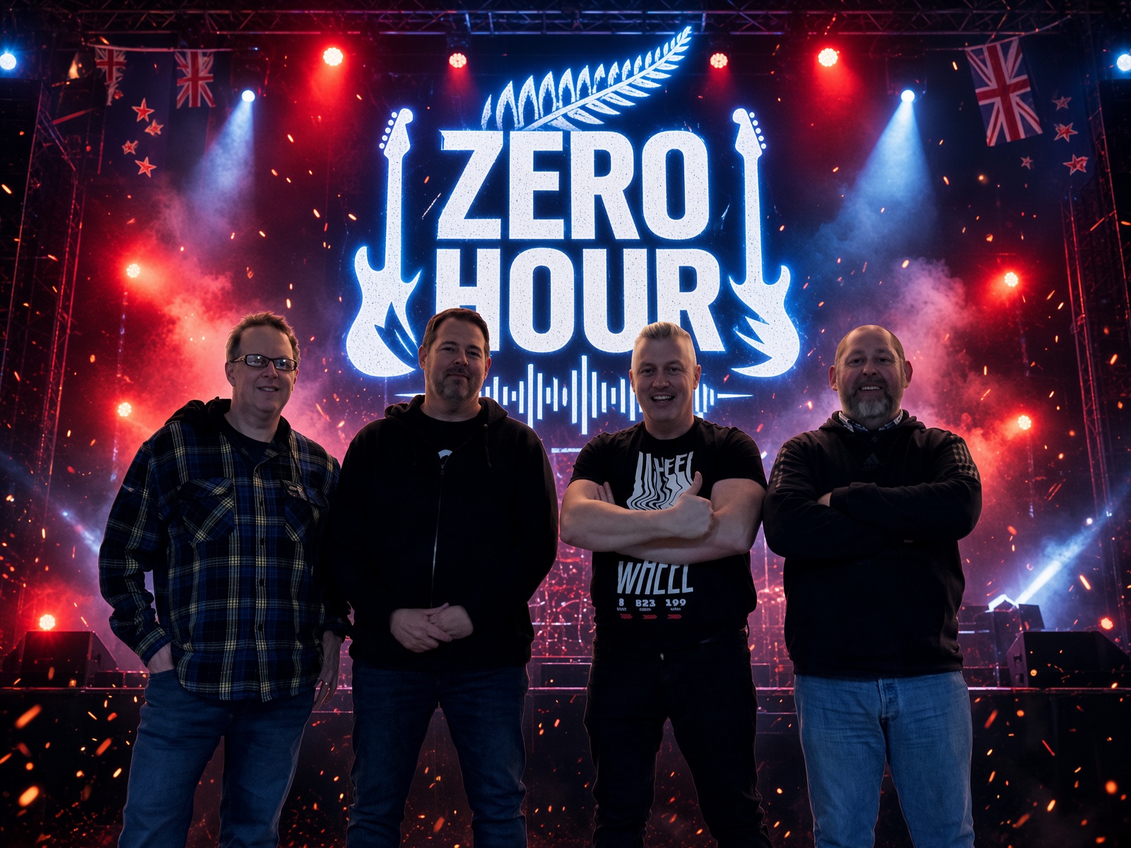 Zero Hour performing live with stage lighting